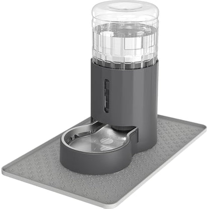 JUNSPOW Cat Water Dispenser with Placemat and Stainless Steel Bowl, Automatic Gravity Water Dispenser for Cats or Small Medium Size Dogs, Large Capacity, Easy to Clean and Safe for Pets (4L)