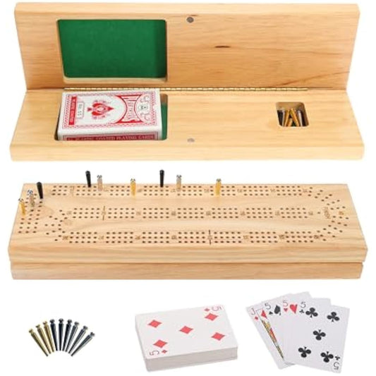 WE Games Solid Wood Cabinet Cribbage Set