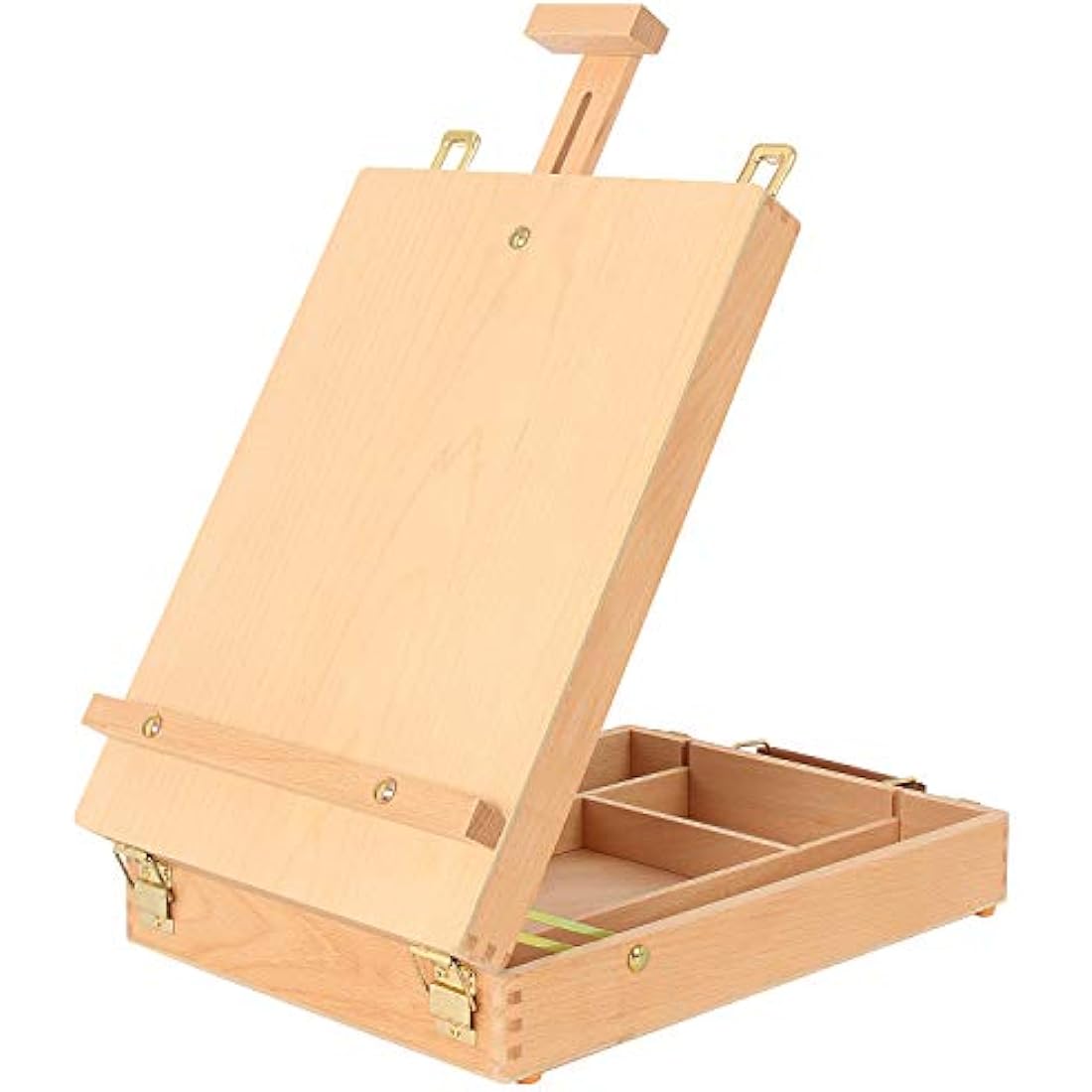 Art Supplies Box Easel Sketchbox Painting Storage Box, Adjust Wood Tabletop Easel for Drawing & Sketching Student