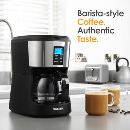 Salter EK4368 Bean to Jug Coffee Machine – Electric Coffee Grinder, 750ml Filter Coffee Maker with Reusable Filter, Digital Display with Programmable Timer, Keep Warm and Auto-Shut Off Function, Black