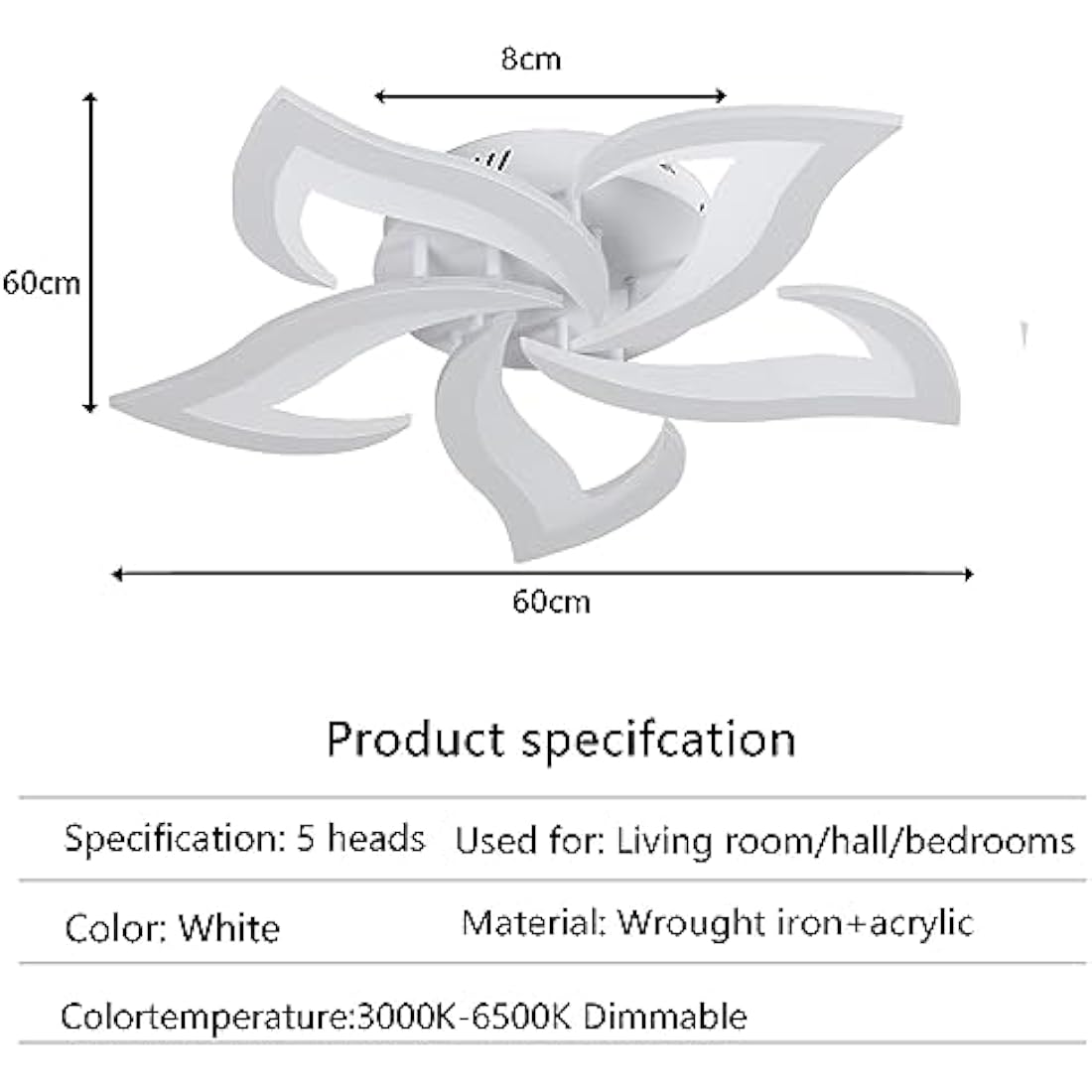 Riserva LED Ceiling Light Dimmable, White Ceiling Lamp Modern with Remote Control, Creative Petal Ceiling Light Aluminium for Living Room, Bedroom, Dining Room, Balcony, 40W 60cm