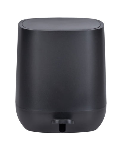 WENKO Davos Pedal Bin,5 Litres,Puristic Cosmetic Bin with Easy-Close Mechanism,Bathroom Accessory in Trendy All-Black Design in Bathroom and Guest