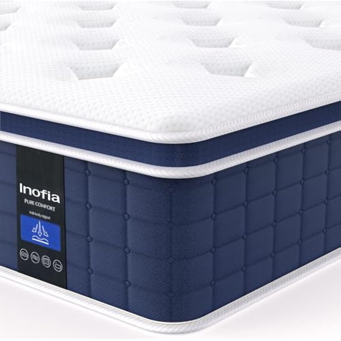 Inofia Single Mattress,12 Inch Memory Foam Sprung Mattress 3FT,Sleep Cool and Supportive,Pressure Relieving Airy Comfort Foam,Medium Firm Hybrid Mattress,The Aire Collection(90x190x30cm Medium Firm)