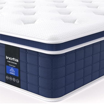 Inofia Single Mattress,12 Inch Memory Foam Sprung Mattress 3FT,Sleep Cool and Supportive,Pressure Relieving Airy Comfort Foam,Medium Firm Hybrid Mattress,The Aire Collection(90x190x30cm Medium Firm)