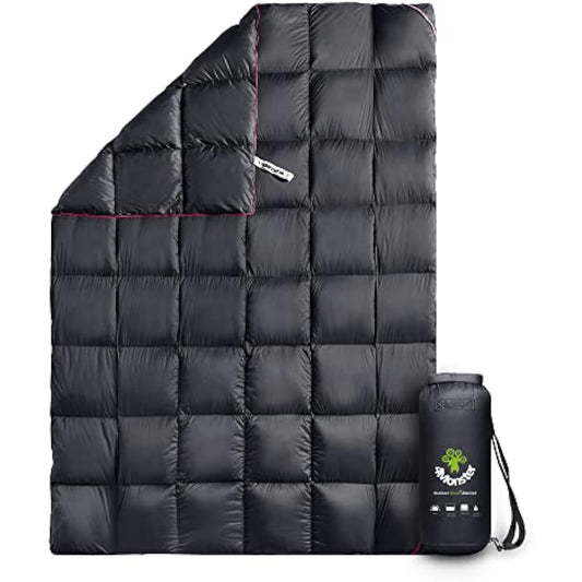 4Monster Down Blanket lightweight, Compact Outdoor Camping Blanket Super Warm, Waterproof Packable Blanket for Travel, Picnics, Camping, Hiking (Grid-black, S: (127 * 178 cm))