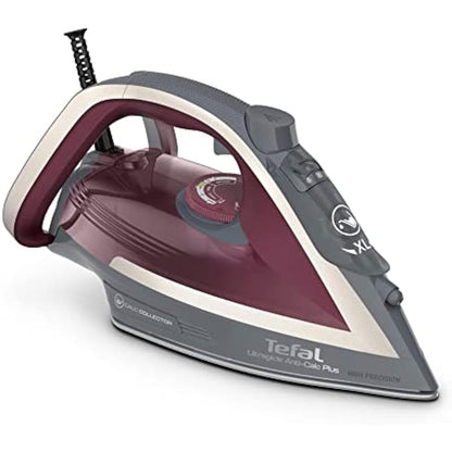 Tefal Ultraglide Steam Iron, 210 g/min Steam Boost, 50 g/min Continuous Steam, 250 ml Water Tank, 2800W Power, Non-Stick Durilium Soleplate, Auto Off, Anti-drip, Anti-Scale, Grey & Purple, FV5872