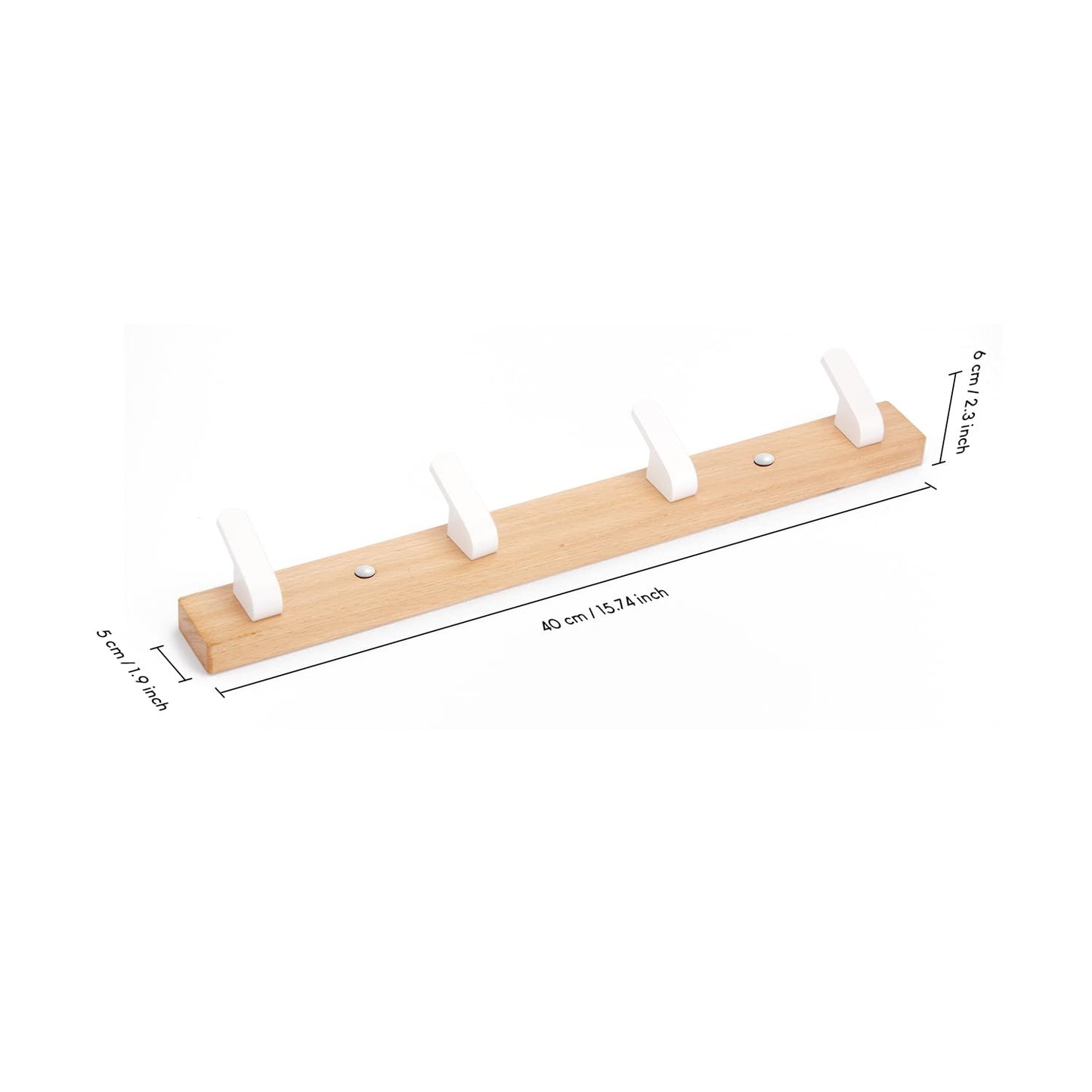 SARIHOSY 5 in 1 Row Clothes Rail Wall Mounted Towel Holder, Coat Rack for Wall Wooden Bar White Wooden Coat Pegs Wall Mounted Decorative Coat Rack