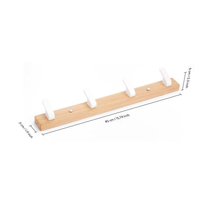 SARIHOSY 5 in 1 Row Clothes Rail Wall Mounted Towel Holder, Coat Rack for Wall Wooden Bar White Wooden Coat Pegs Wall Mounted Decorative Coat Rack