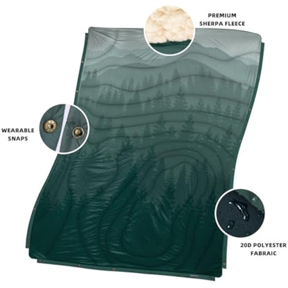 KawaGebo Kamp Outdoor Camping Blanket, Travel Blanket, Ultralight Packable, Camping Thermal Blanket, Water-Repellent for Hiking, Travel, Hammock, Van, Aeroplane Blanket, Thermal Sherpa & Ripstop, 200