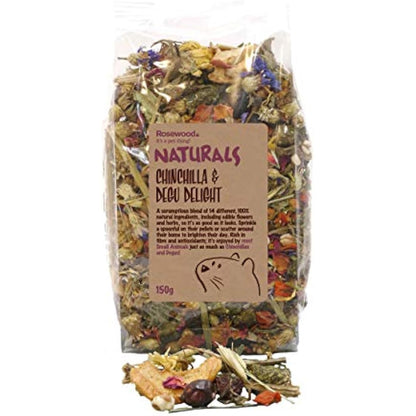 Rosewood Naturals Chinchilla & Degu Delight, Small Animal Treat for Rabbits, Guinea Pigs, Chinchillas, Degus, Hamsters, Gerbils, Mice and Rats, 150g