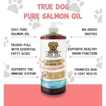 True Dog 100% Pure Scottish Salmon Oil 5ltr | Salmon Oil for Dogs & Cats, Omega 3, 6 & 9, Skin and Coat Health, Joint & Mobility Support