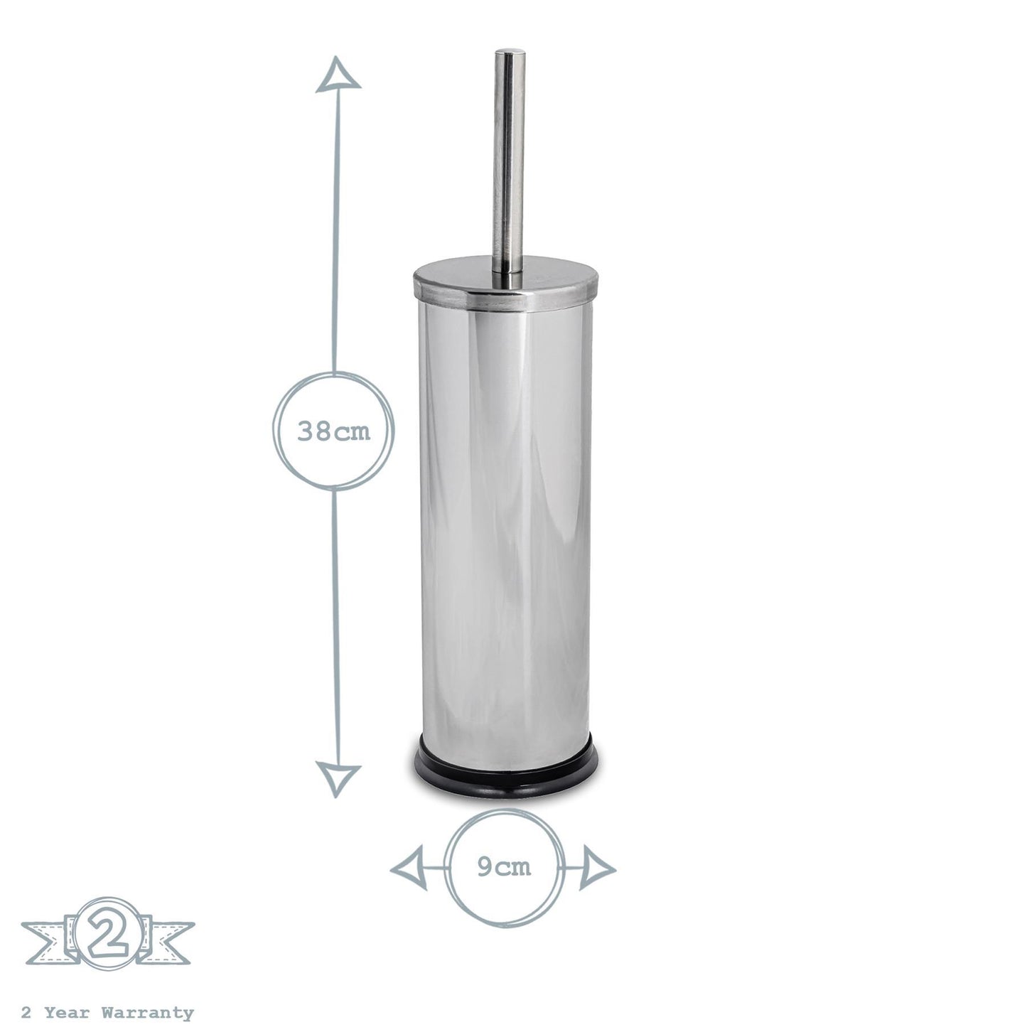 Chrome Round Stainless Steel Toilet Brush & Holder