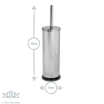 Chrome Round Stainless Steel Toilet Brush & Holder