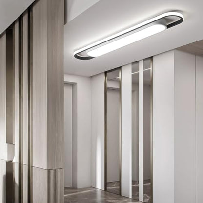 Naroume Modern Hallway Ceiling Lights, 6000K Acrylic Linear Ceiling Lamp, 4ft Metal LED Ceiling Light Fixture, Kitchen Dining Living Room Cloakroom Lighting (62W/122CM)
