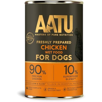 AATU Adult Dog Food Wet Tins - Variety Pack (6x400g) - Grain Free Recipe with No Artificial Ingredients - Good for Low Maintenance Feeding