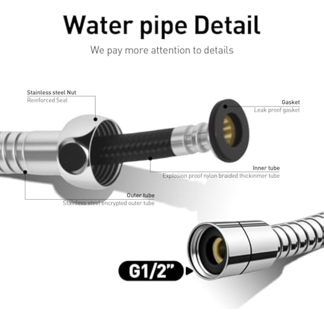 WEIDMAX Hand Held Bidet Sprayer Stainless Steel Sprayer Shattaf Toilet Bidet Shower Head with 49-inch Hose and Bracket Holder