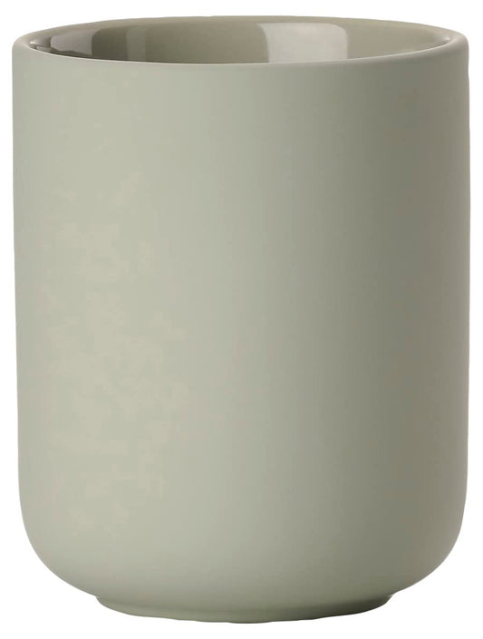 Zone Denmark Ume Stoneware/Ceramic Toothbrush Holder, Beautiful & Practical Bathroom Accessories, Diameter 8.3 cm, Height 10.3 cm, Eucalyptus Green