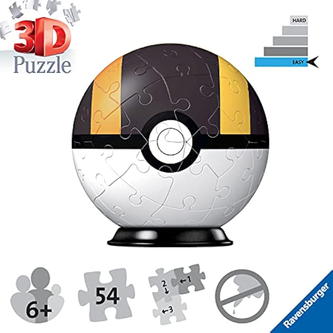Ravensburger Pokemon Ultra Ball - 3D Jigsaw Puzzle Ball for Kids Age 6 Years Up - 54 Pieces - No Glue Required - Pokeball