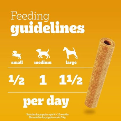 Pedigree Puppy Denta Tubo - Daily Dental chews for puppies, 54 Sticks - Pack of 18 (18 x 3 Sticks)