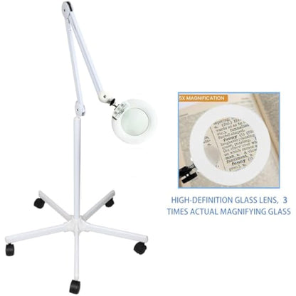 Sanqiao 5X Magnifying Vertical Lamp Floor Stand LED Magnifier Lamp Adjustable Beauty Light Beauty Salon Tattoo Nail Skin White