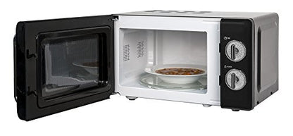 Russell Hobbs RHRETMM705B 17 L 700 W Black Compact Retro Solo Manual Microwave with 5 Power Levels, Timer, Defrost Setting, Easy Clean