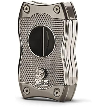 Colibri SV-Cut Cigar Cutter| Black/Chrome/Gunmetal/Rose Gold |Spring Loaded Release | Deep 7mm V Cut and up-to 3mm Straight Cut | Up-to 68 Ring Gauge Cigars | Ergonomic Design (Gunmetal)