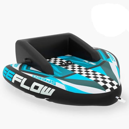SereneLife Heavy-Duty Inflatable Towable Booster Tube, 1-2 Person Water Tube for Boating, Soft Foam Seats, Secure Grip Handles, Durable & Tear-Resistant Design- Perfect for Watersports & Lake Fun