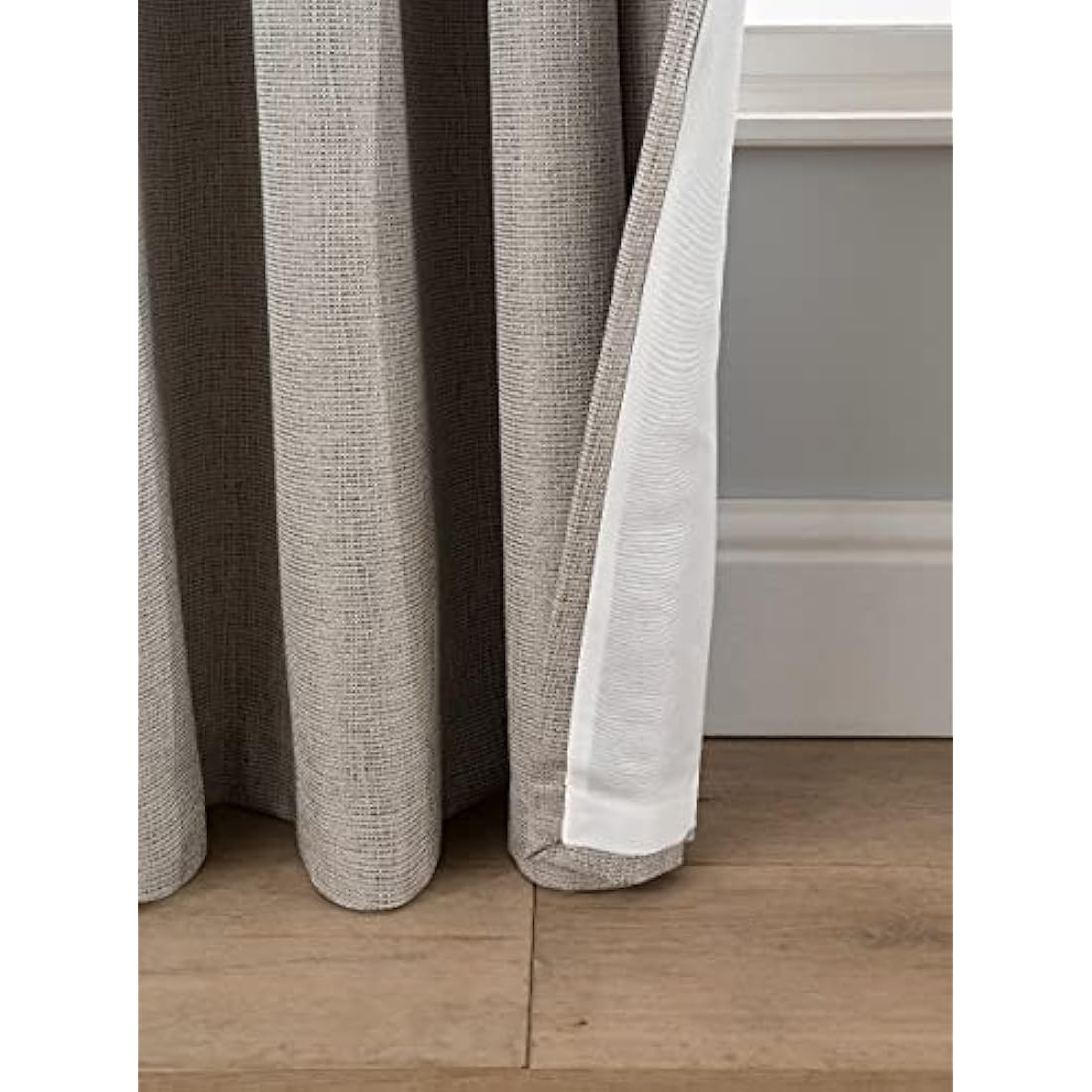 Sleepdown Textured Rib Weave Pencil Pleat Blackout Lined Curtains Thermal Insulated for Bedroom and Living Room 66 x 54 Inch Natural 2 Panels