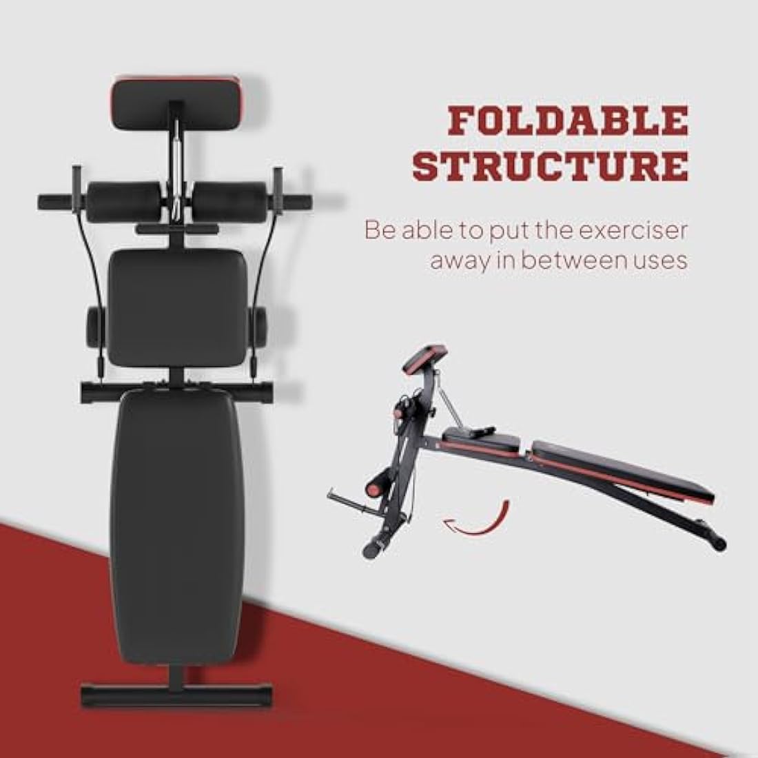 HOMCOM Foldable Weight Bench, Strength Training Sit Up Bench, Incline Decline Bench with 7-Level Backrest, Leg Extension Machine, Preacher Pad and Resistance Band for Home Gym Workout