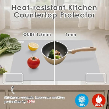 Foepoge Extra Large Silicone Mat for Resin Casting 71x51 cm, Non Stick Silicone Sheet for Crafts, Heat Resistant Countertop Protector, Placemat for Kitchen Worktops, Craft Mat for Resin Mould,Grey