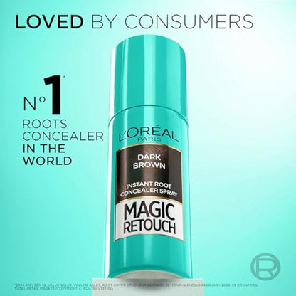 L’Oréal Paris Magic Retouch Instant Root Concealer Spray, Quick Grey Coverage, Easy Application, Shade: Dark Brown, 75ml