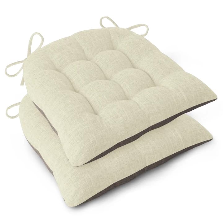 FlyGulls Chair Cushions for Dining Chairs Set of 2 46x42x7.6 cm Beige
