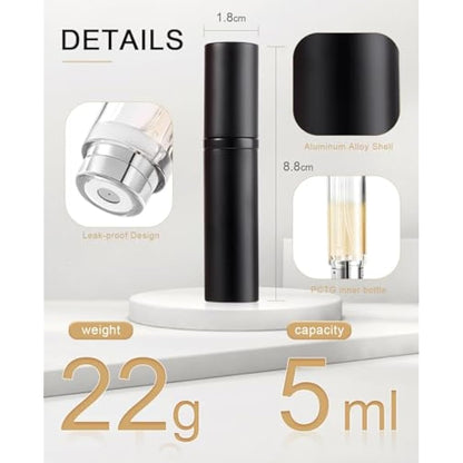BRARIOS Perfume Atomiser Refillable, Travel Size Portable Atomiser Spray,Mini Empty Perfume Bottle,Leak Proof Cologne Dispenser for Women and Men,5ml(Y-Gold)