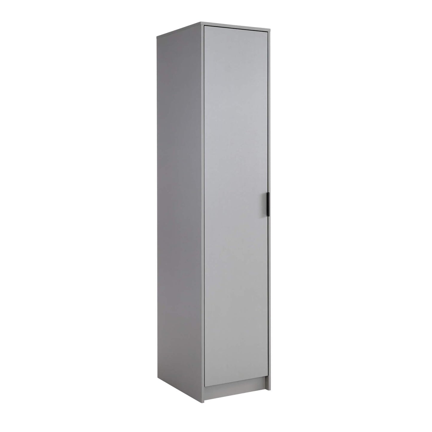Home Source 1 Door Wardrobe with Clothes Hanging Rail Storage Shelf Bedroom Organiser, Grey