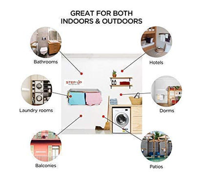 Step Up Laundry Drying Rack, Wall Mounted, Retractable Clothes Drying Rack, 25kg Capacity, 6 metres with Wall Template and Long Drill Bit - 100cm