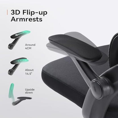 SIHOO M102C Ergonomic Mesh Office Chair, High Back desk chair with 3D Armrests, Up&Down Lumbar Support, Swivel Computer Task Chair, Black