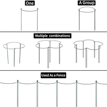 VLYHGO 6PCS 44x20cm Plant Supports for Garden Half Round Ring Plant Support Large Metal Garden Supports for Tomatoes Tulips, Roses, Daisies, Lavender
