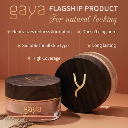 Vegan Buildable Mineral Powder Foundation– Light to Full Coverage, Cruelty-Free Face Makeup Enhances All Skin Types – Smooth Natural-Looking Makeup Foundation Doesn’t Clog Pores by Gaya Cosmetics MF4