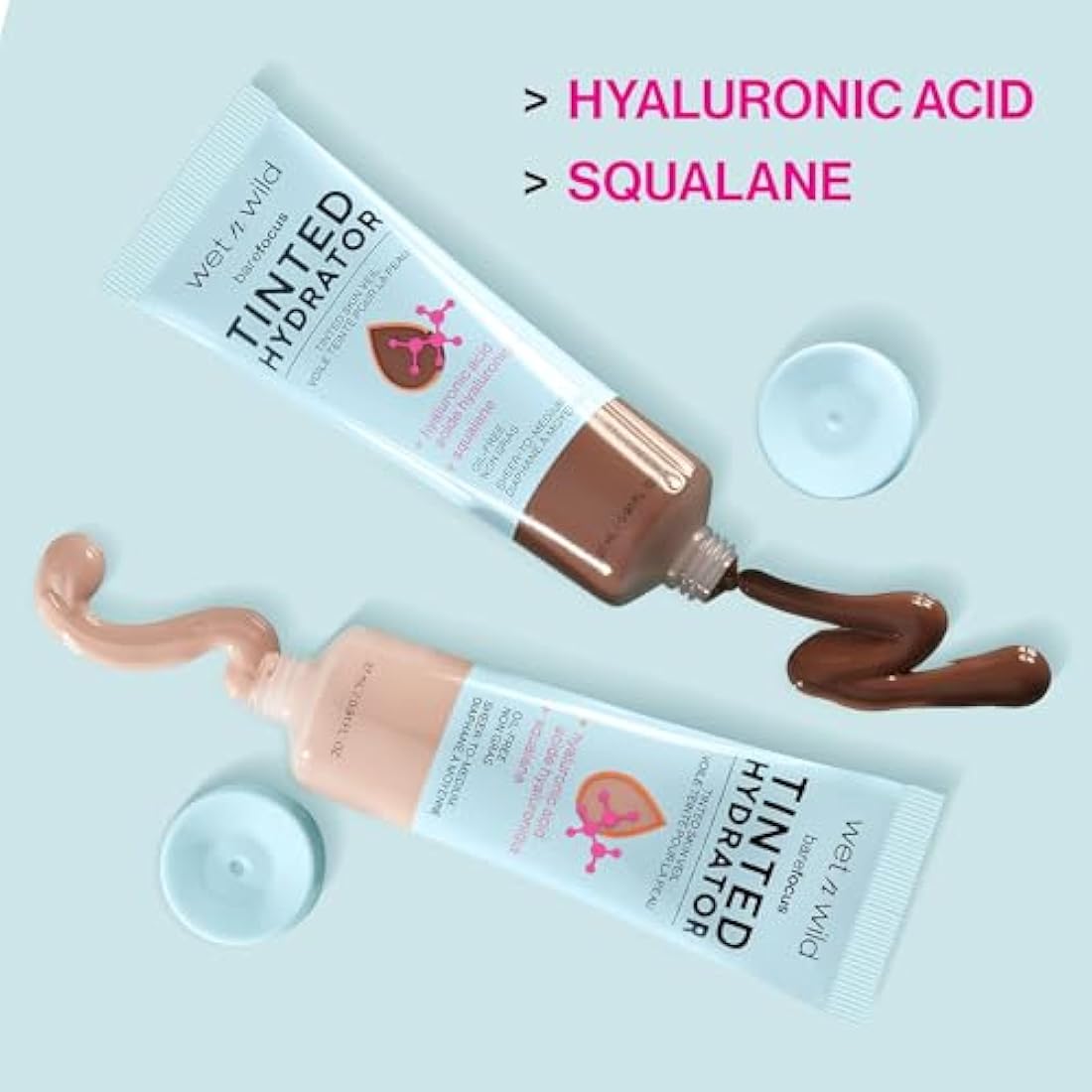 Wet n Wild, Bare Focus Tinted Hydrator, Tinted Moisturiser with Hyaluronic Acid, Lightweight Formula with Semi-Matte Finish for Oily Skin, Light to Medium Coverage, Light
