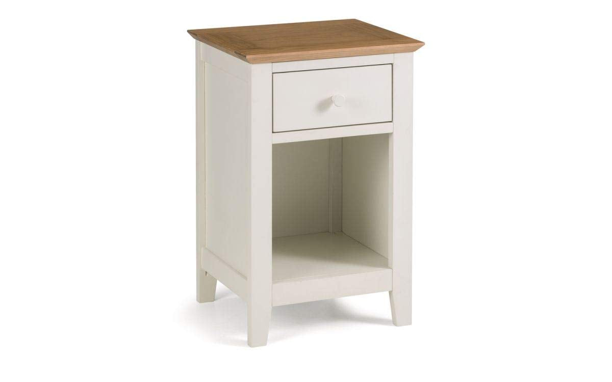 Julian Bowen Salerno Shaker 1 Drawer Bedside - Ivory / Oak Bedsides
