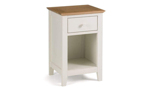 Julian Bowen Salerno Shaker 1 Drawer Bedside - Ivory / Oak Bedsides
