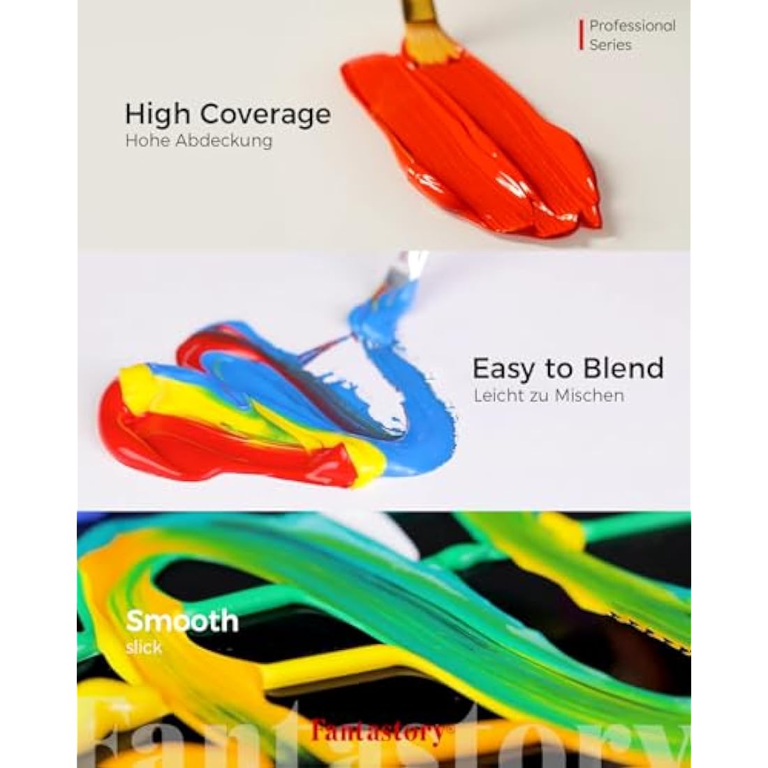 Fantastory Acrylic Paint Set 36 Colors(2oz /60ml) with 12 Brushes, Professional Craft Thick Paints Kits for Adults and Kids, Canvas Wood Fabric Ceramic Rock Painting Supplies
