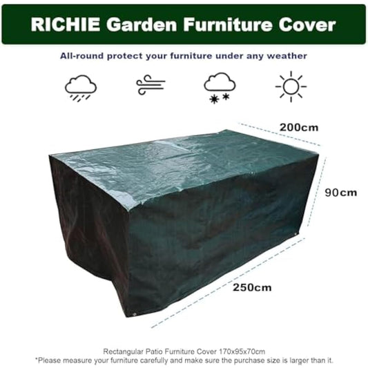RICHIE Outdoor Furniture Covers - Waterproof Garden Table & Chair Covers 250x200x90cm