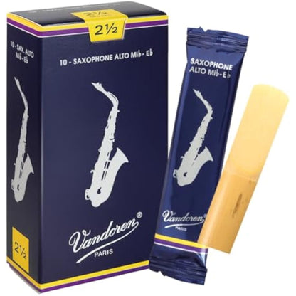 Vandoren Traditional Alto Saxophone Reeds – Box of 10 – Strength 2.5