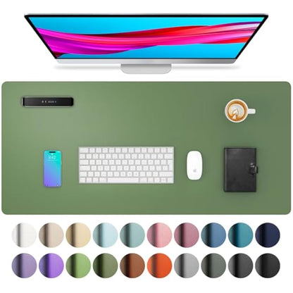 Aothia Desk Mat, Mouse Pad, Absorbent PU Leather Desk Pad Non-Slip Laptop Desk Protector for Home and Office(80cmx40cm,Olive Green)