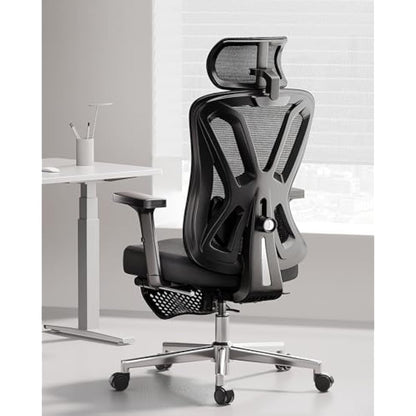 Hbada P5 Ergonomic Office Chair with Adjustable Headrest and Lumbar Support, Comfy Spring Seat Cushion Support Computer Chair Tilt Function Swivel Mesh with Footrest