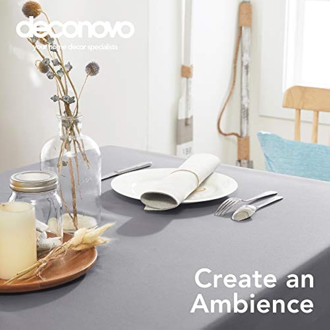 Deconovo Home Decorative Oxford Fabric Water Resistant Tablecloths Rectangular Tablecloth Wipe Clean Tablecloth for Garden Table 59x95in(150x240cm)