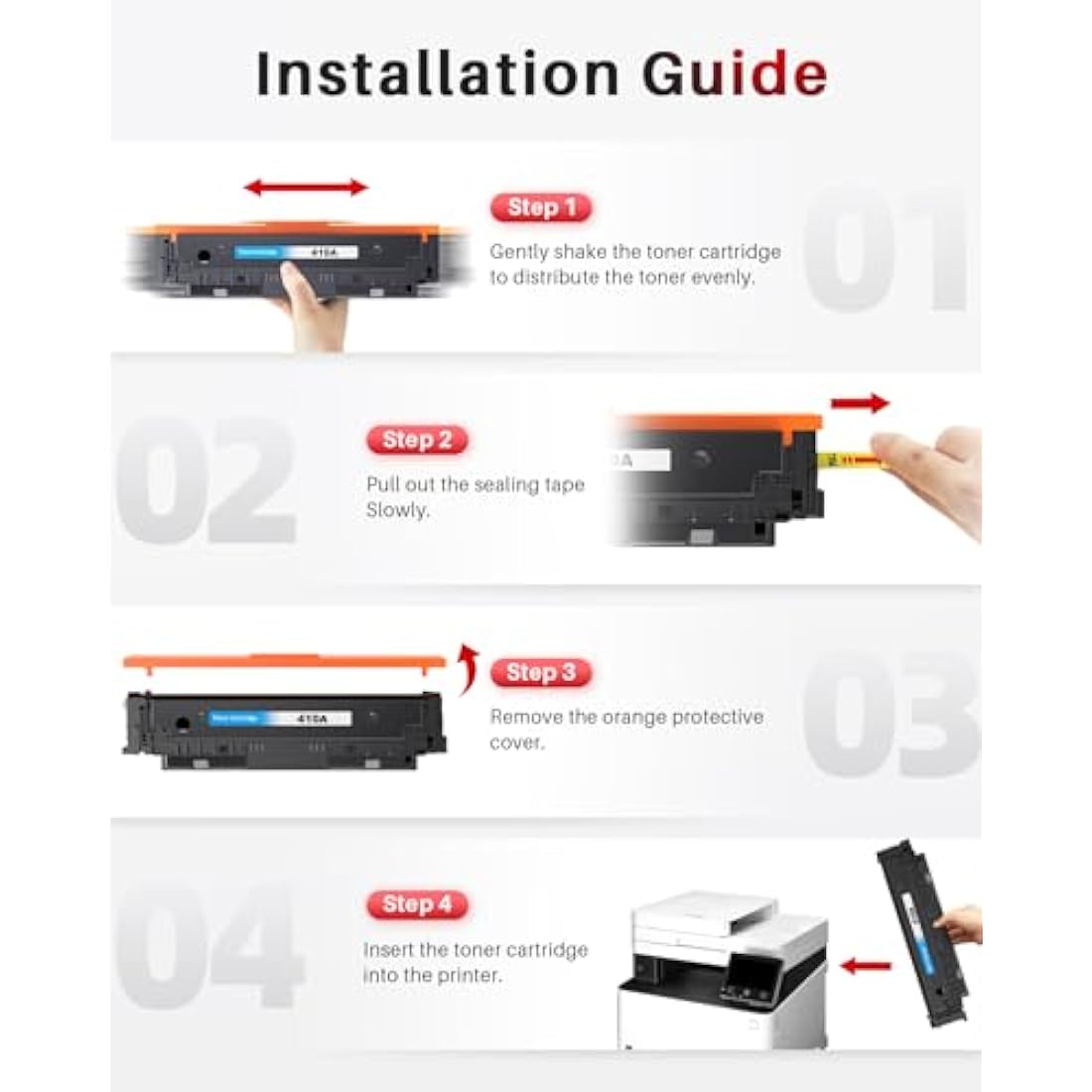 Halloya 410A Compatible Toner Cartridges Replacement for HP CF410A 410X CF410X for Color LaserJet Pro M477fdw M477fnw M477fdn M452nw M377dw M452dn M452dw M477dw M477nw (4 Pack)