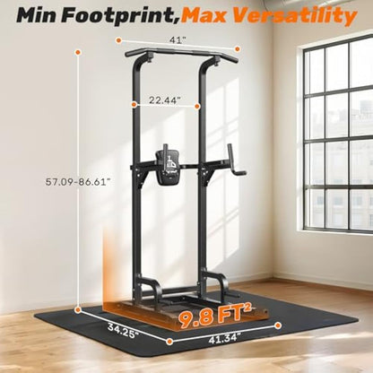 Sportsroyals Pull up Bar, Multi-Function Power Tower Dip Station with Upgraded Adjustable Foot Cover Equipment for Home Gym,400LBS