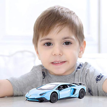 TGRCM-CZ 1/36 Scale Lamborghini Aventador LP700-4 Casting Model Car, Zinc Alloy Pull Back Vehicles Toy Car for Toddlers Kids Boys Girls Gift (Blue)